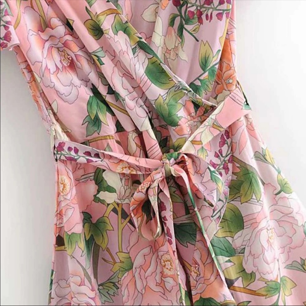 Lily Pink Floral Wrap Boho Mini Playdress - Picture 8 of 8